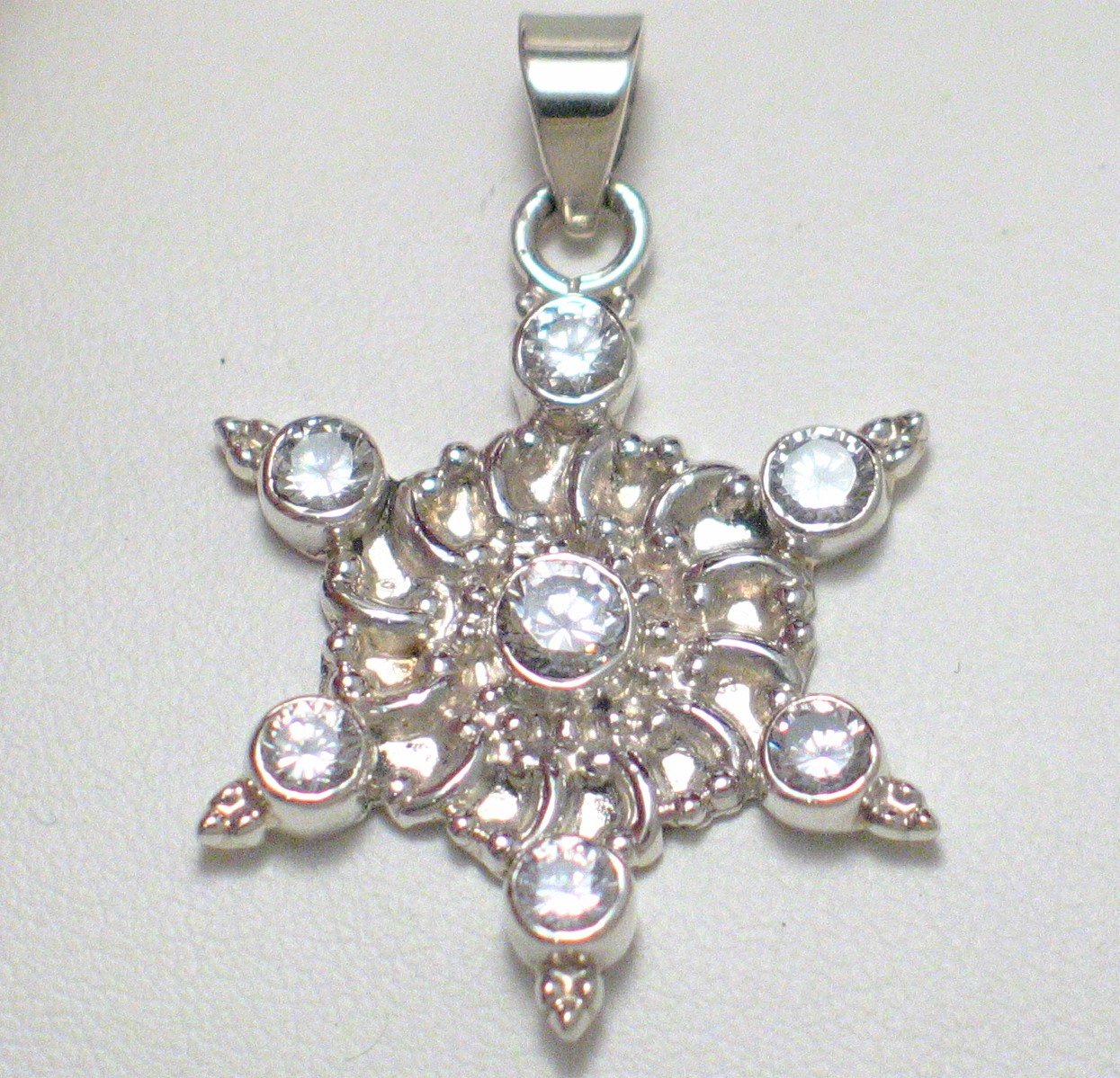 Jewelry > Pendant | Unique Sterling Silver Glittery Cz Stone Star Pendant - Blingschlingers Jewelry