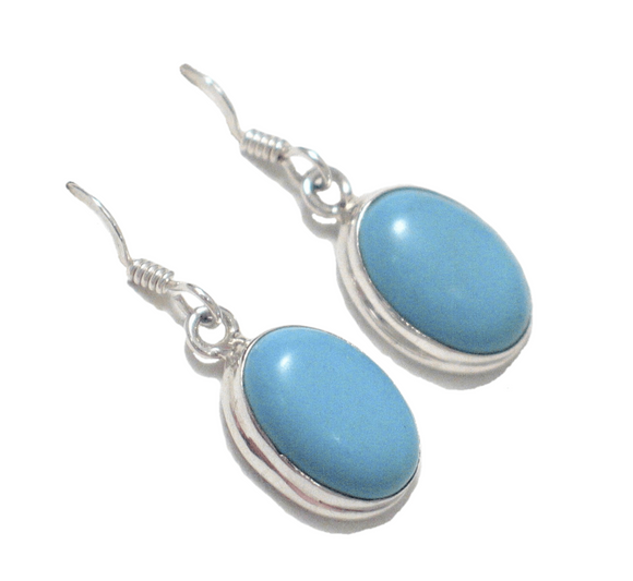 Jewelry > Earrings | Womens Sterling Silver Bold Baby Blue Turquoise Stone Dangle Earrings - Blingschlingers Jewelry