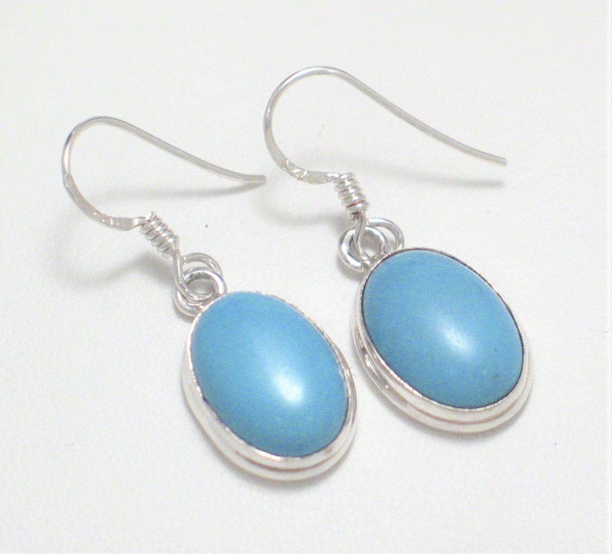 Jewelry > Earrings | Womens Sterling Silver Bold Robbins egg Blue Turquoise Stone Dangle Earrings- Blingschlingers Jewelry