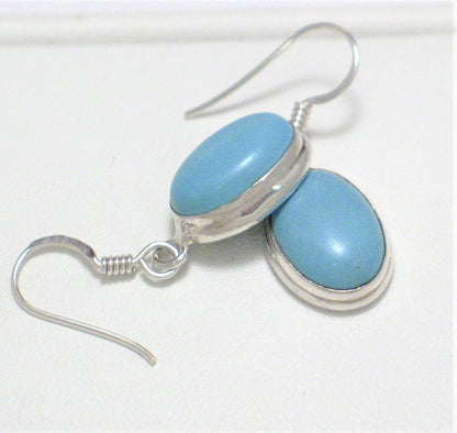 Jewelry > Earrings | Womens Sterling Silver Bold Robbins egg Blue Turquoise Stone Dangle Earrings