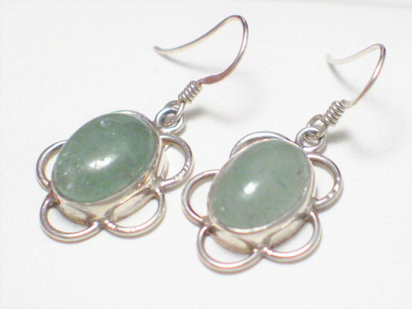 Jewelry > Earrings | Womens Sterling Silver Frosty Sage Green Aventurine Stone Dangle Earrings - Blingschlingers Jewelry