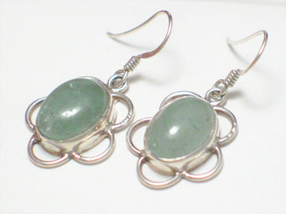 Jewelry > Earrings | Womens Sterling Silver Frosty Sage Green Aventurine Stone Dangle Earrings - Blingschlingers Jewelry