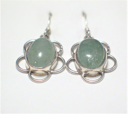 Jewelry > Earrings | Womens Sterling Silver Frosty Sage Green Aventurine Stone Dangle Earrings