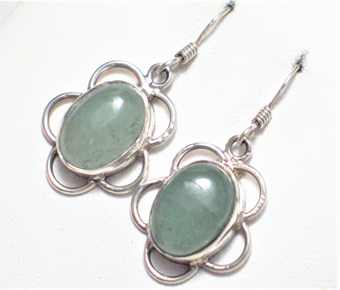 Jewelry > Earrings | Womens Sterling Silver Frosty Sage Green Aventurine Stone Dangle Earrings