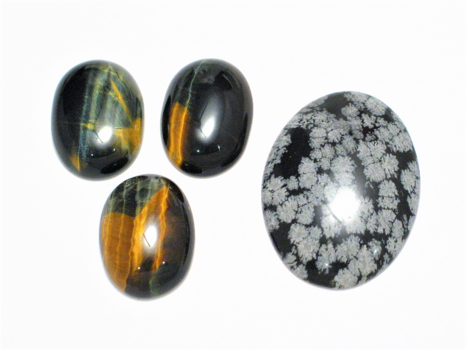 Loose Stones Lot | Tigers Eye & Snowflake Obsidian | Large Oval | Jewelry Making or Craft - Blingschlingers Jewelry