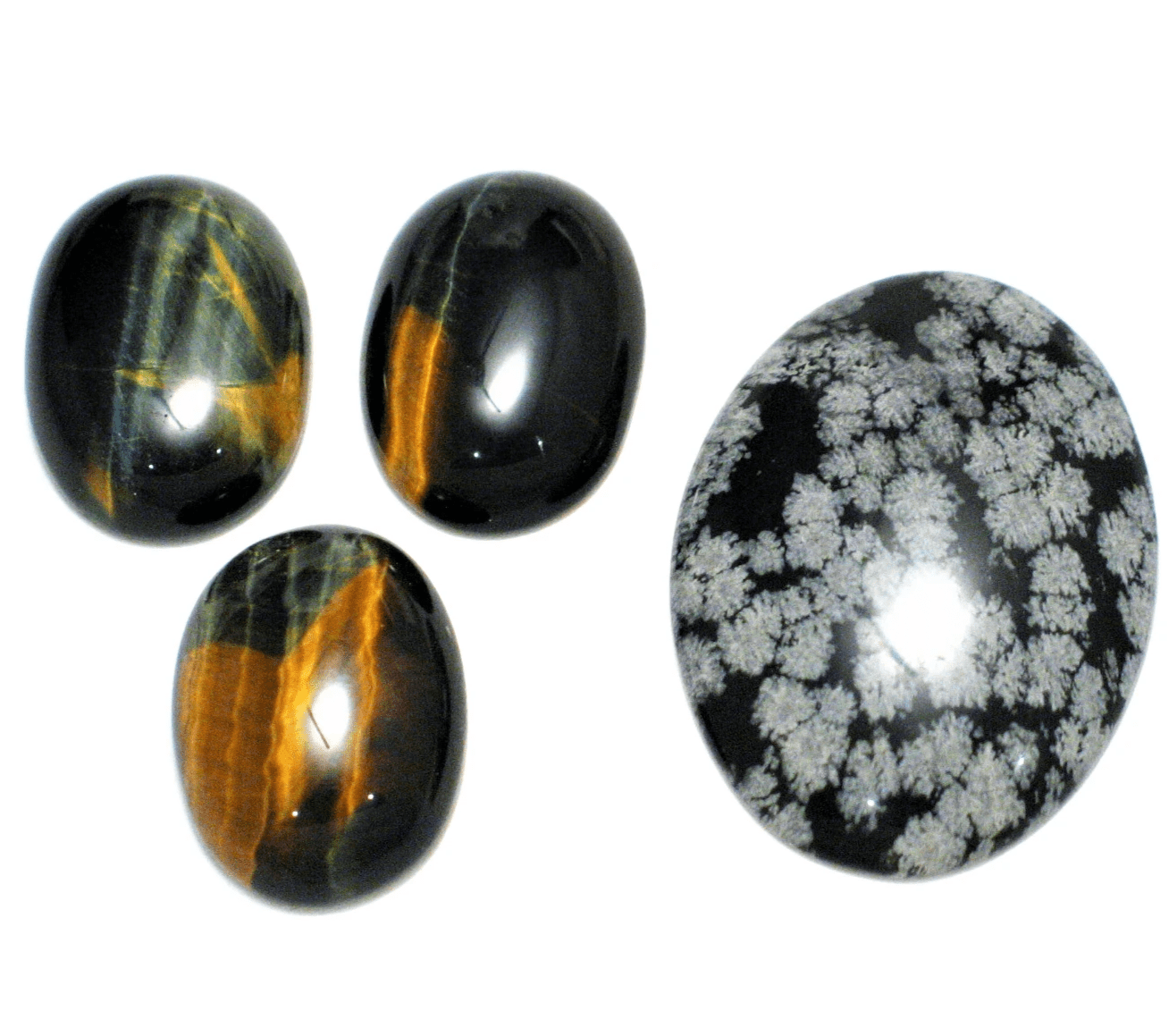 Loose Stones Lot | Tigers Eye & Snowflake Obsidian | Large Oval | Jewelry Making or Craft - Blingschlingers Jewelry