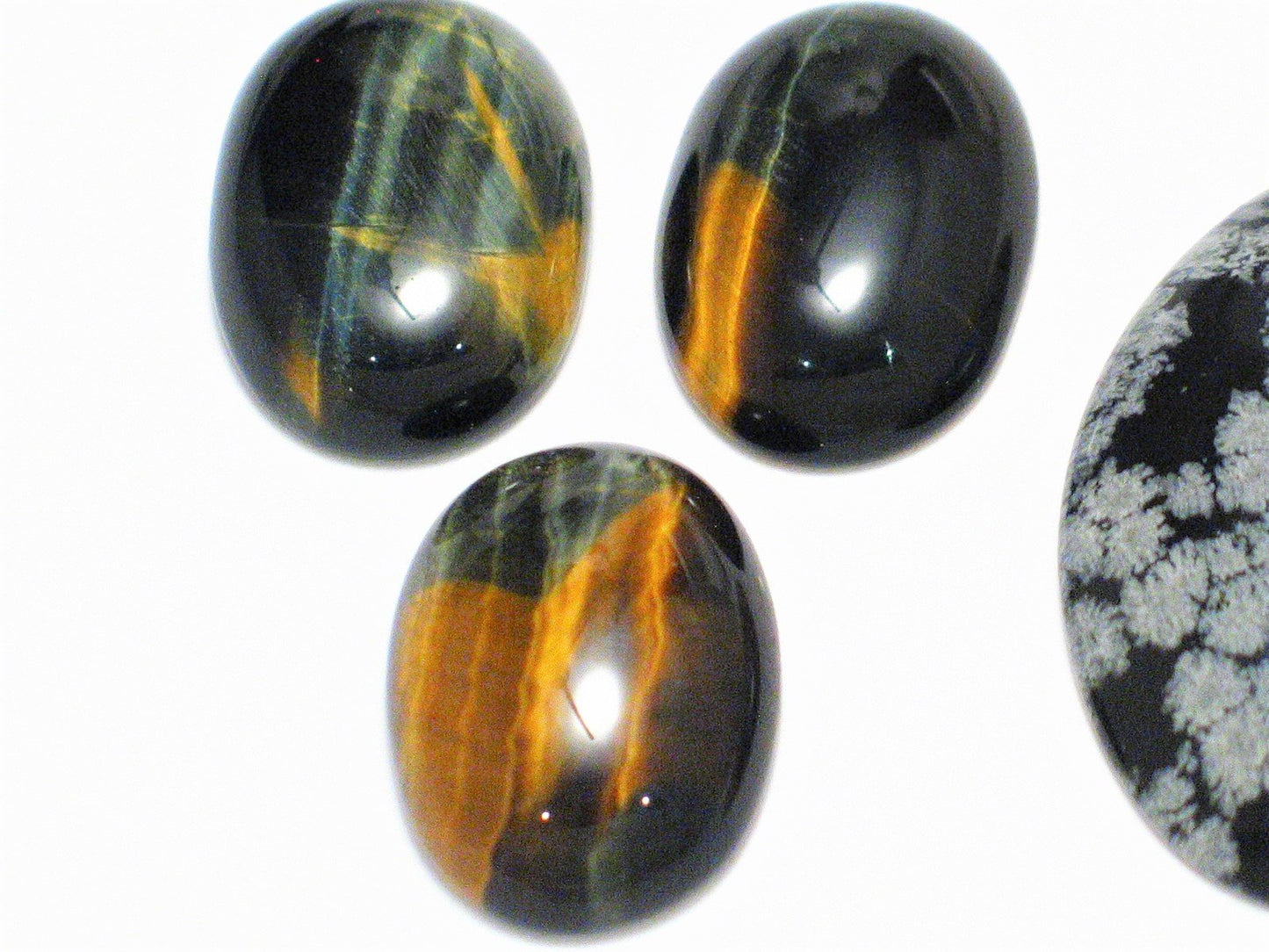 Loose Stones Lot | Tigers Eye & Snowflake Obsidian | Large Oval | Jewelry Making or Craft - Blingschlingers Jewelry