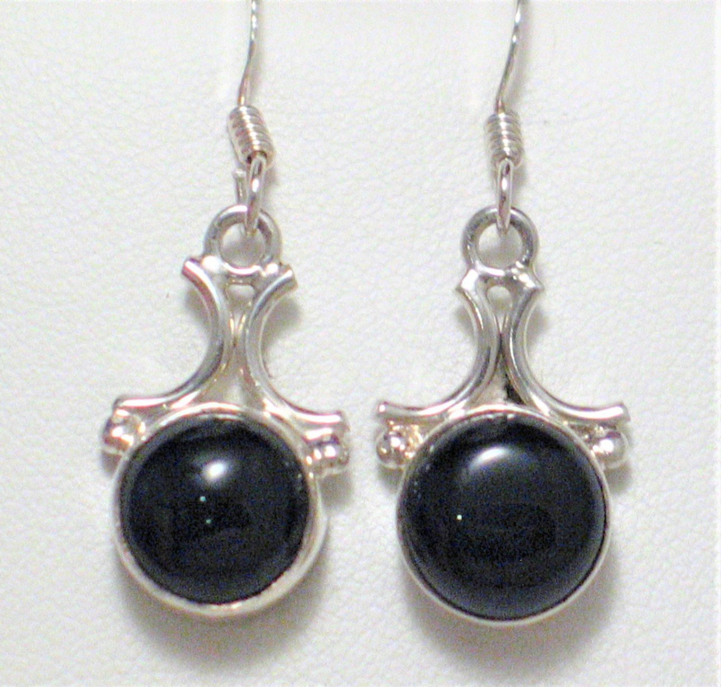 Earrings | Women's Sterling Silver Dazzling Jet Black Onyx Stone Dangle Earrings