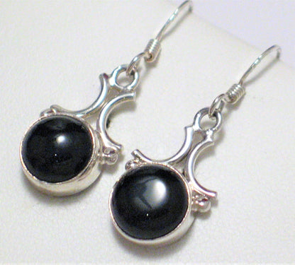 Earrings | Women's Sterling Silver Dazzling Jet Black Onyx Stone Dangle Earrings