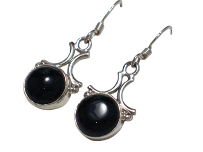 Earrings | Women's Sterling Silver Dazzling Jet Black Onyx Stone Dangle Earrings - Blingschlingers Jewelry