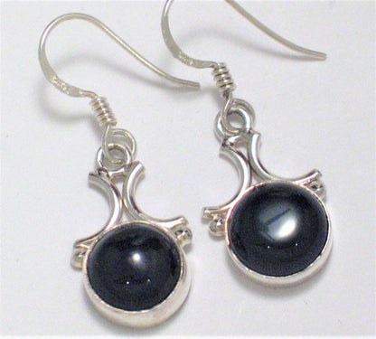 Earrings | Women's Sterling Silver Dazzling Jet Black Onyx Stone Dangle Earrings