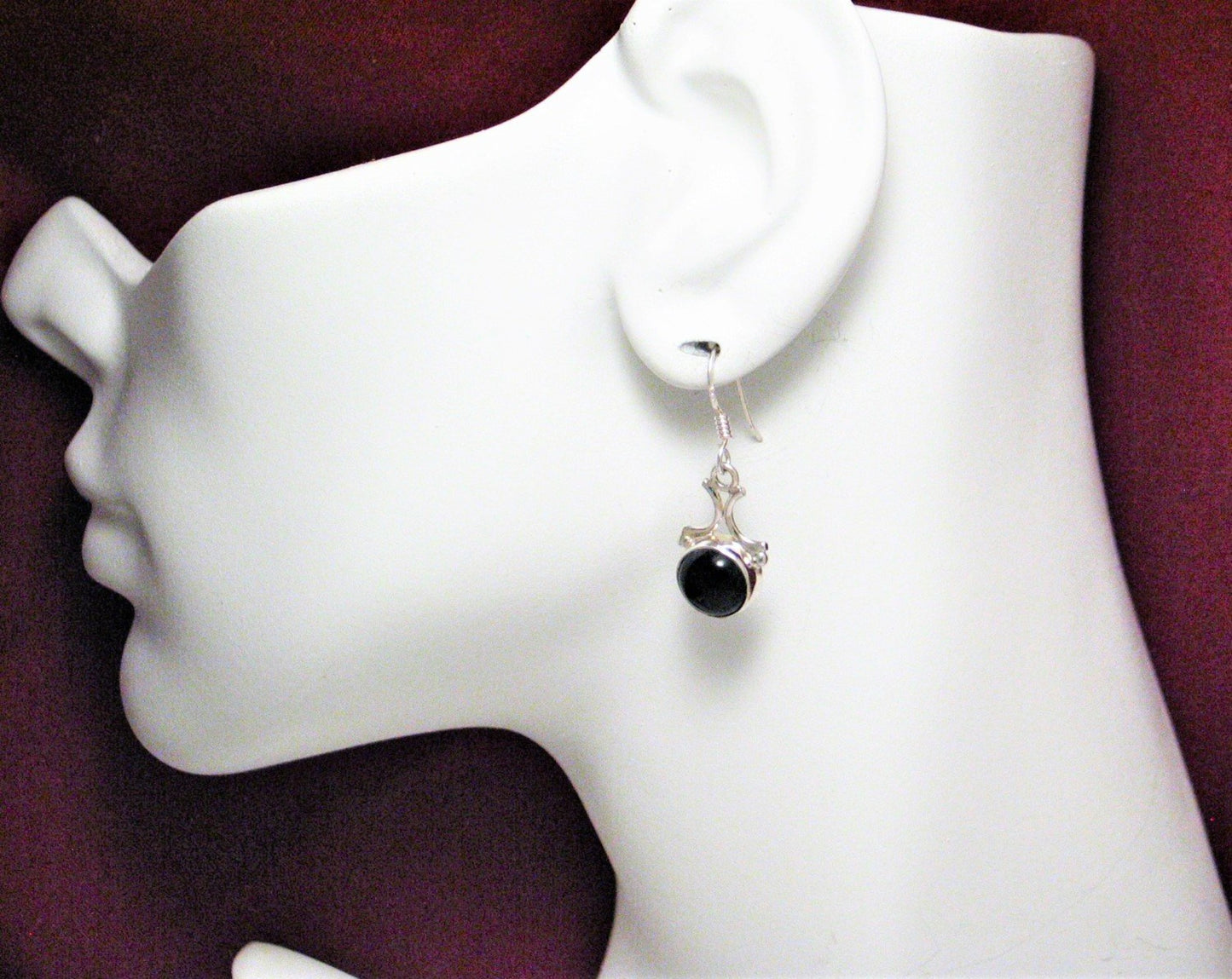 Earrings | Women's Sterling Silver Dazzling Jet Black Onyx Stone Dangle Earrings