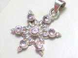 Pendant | Shimmery Sterling Silver Pink Cz Stone 6 Point Star Pendant - Blingschlingers Jewelry