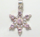 Pendant | Shimmery Sterling Silver Pink Cz Stone 6 Point Star Pendant