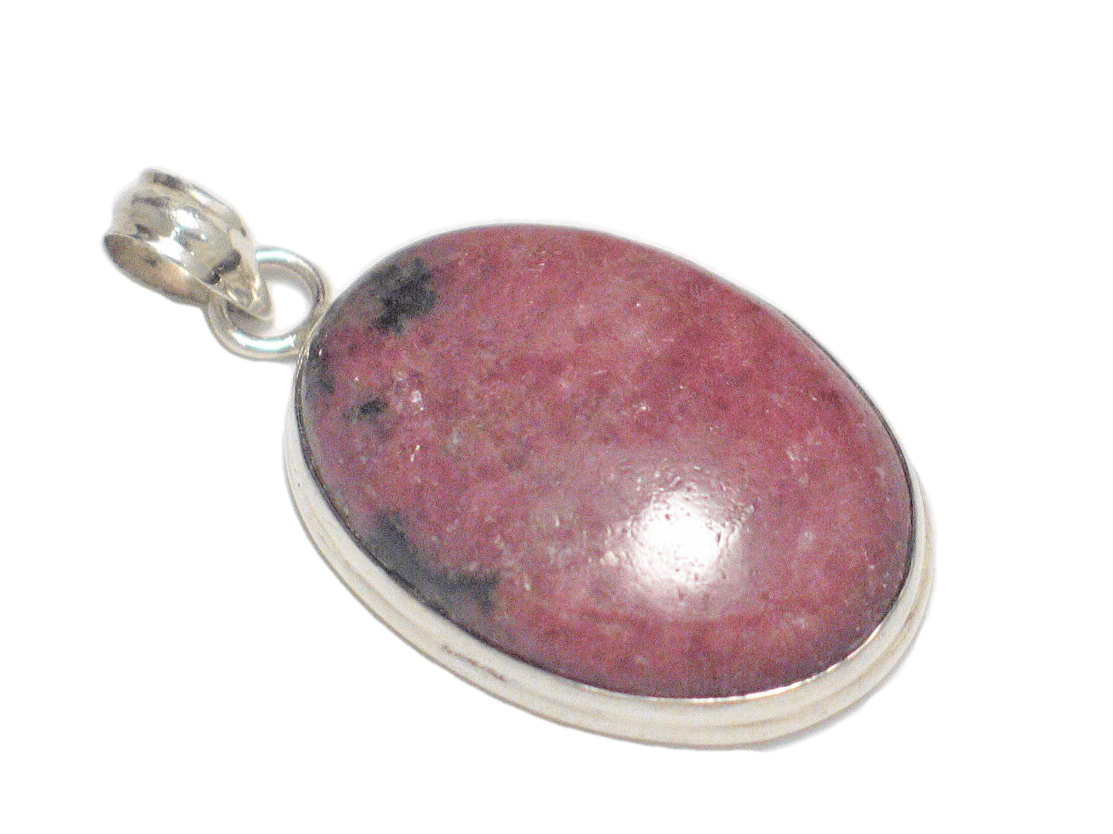 Jewelry > Pendant | Mens Womens Sterling Silver Ruby Pink Rhodonite Stone Pendant- Blingschlingers Jewelry
