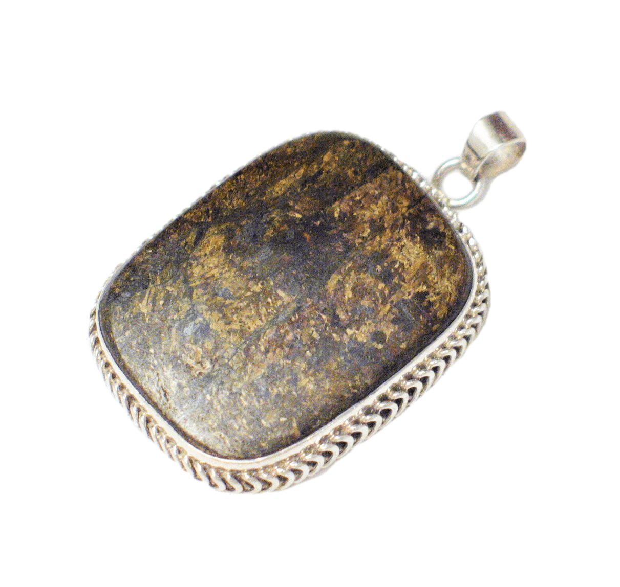 Pendant | Mens Womens Unique Sterling Silver OOAK Bronze Stone Pendant - Blingschlingers Jewelry