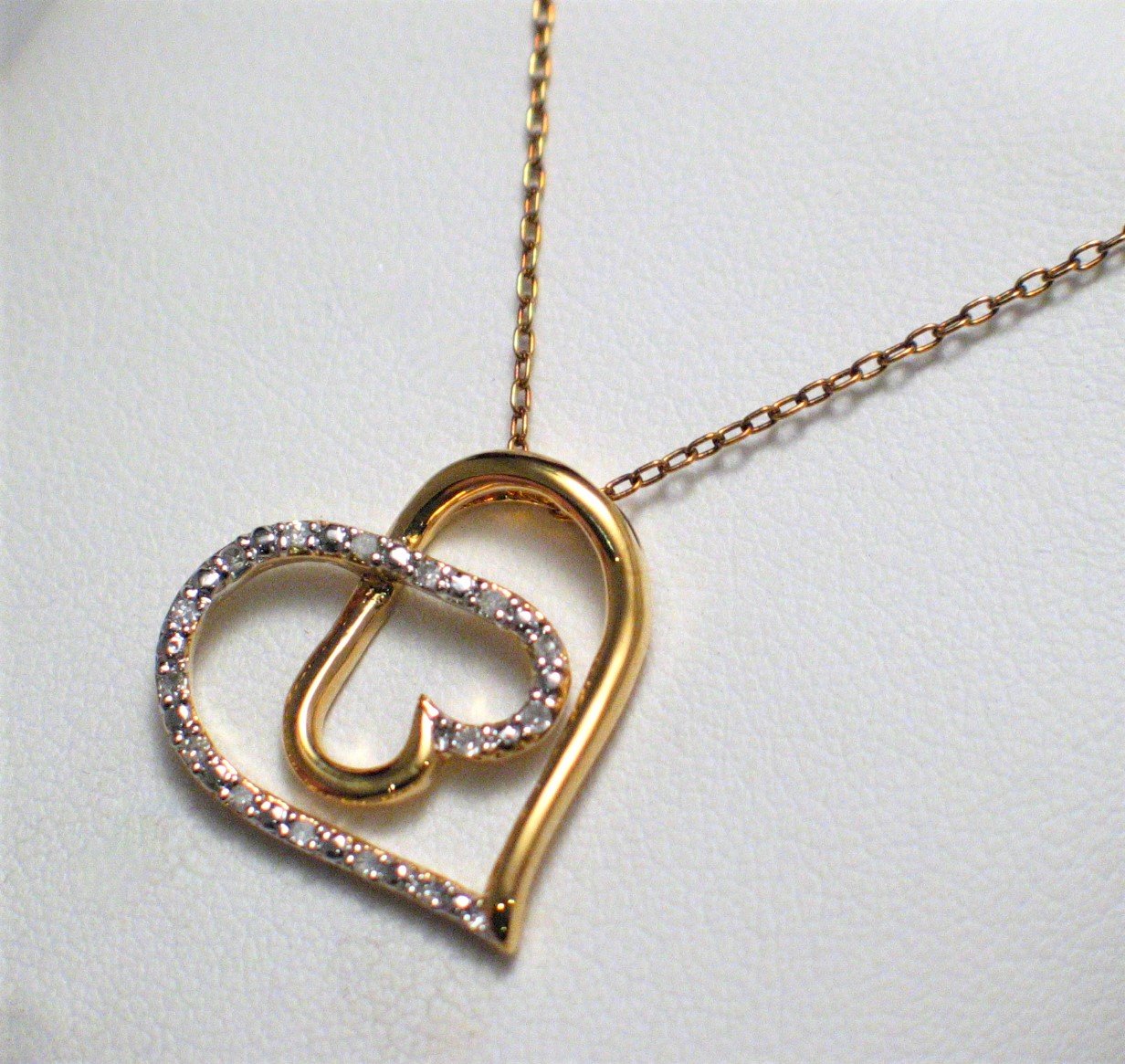 Heart Necklace, Gold Sterling Silver 17.5" Diamond Heart Pendant Necklace - Jewelry