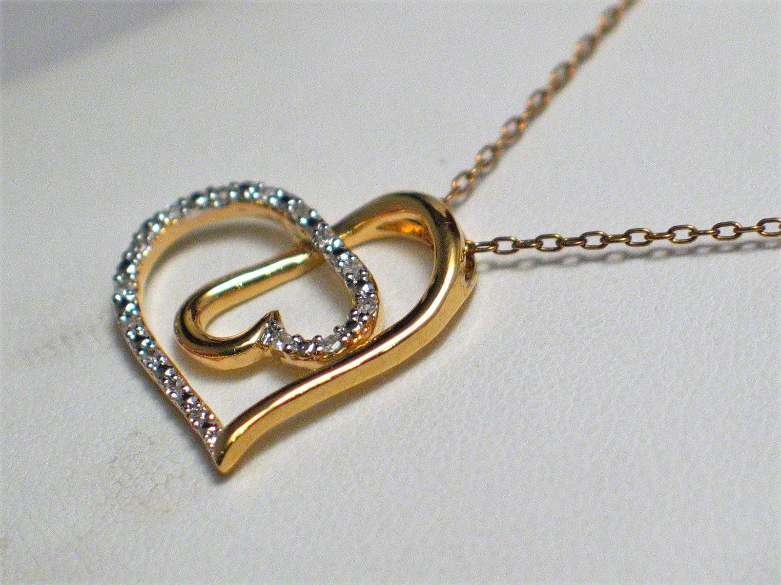 Jewelry > Necklace | Womens Gold Sterling Silver 17.5" Diamond Heart Necklace 