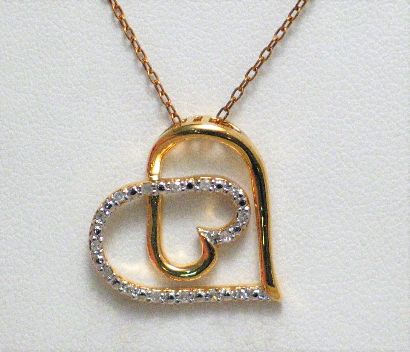 Heart Necklace, Gold Sterling Silver 17.5" Diamond Heart Pendant Necklace - Jewelry