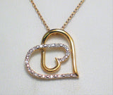 Diamond Heart Necklace Gold Plated Sterling Silver 17.5" - Blingschlingers Jewelry