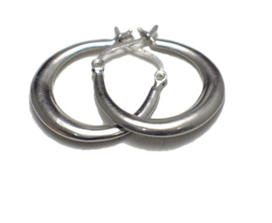 Sterling Silver Hoop Earrings, Affordable Pre-owned Simple Horseshoe Style Hoops