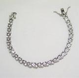 Bracelet | Womens 7" Sterling Silver Chevron Design Cz Tennis Bracelet - Blingschlingers Jewelry
