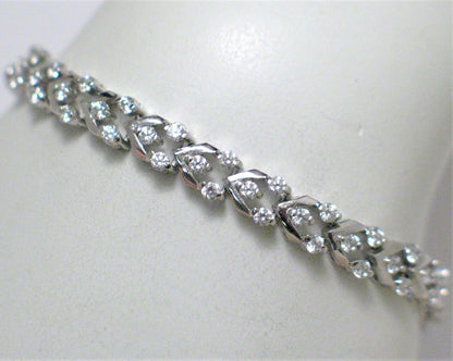 Sterling Silver Bracelet, 7" Shimmering Chevron Design Zirconia Stone Tennis Bracelet