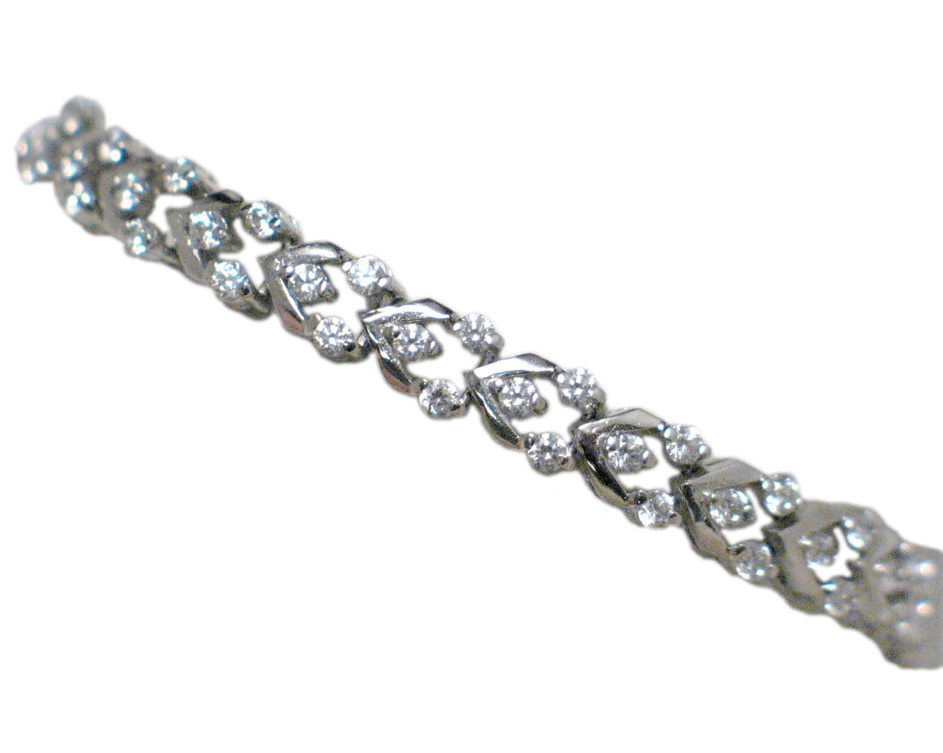 Sterling Silver Bracelet, 7" Shimmering Chevron Design Zirconia Stone Tennis Bracelet - Blingschlingers Jewelry