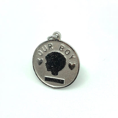 Vintage Jewelry | Engraveable Sterling Silver OUR BOY Charm Pendant / Pet Id Tag Idea! 