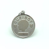 Vintage Jewelry | Engraveable Sterling Silver OUR BOY Charm Pendant / Pet Id Tag Idea! 