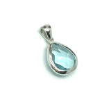 Jewelry used | Womens Sterling Silver Checkerboard Cut Blue Teardrop Small Pendant