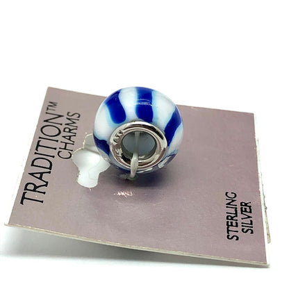 Jewelry | Sterling Silver Blue White Sailor Stripe Style Bead Charm 