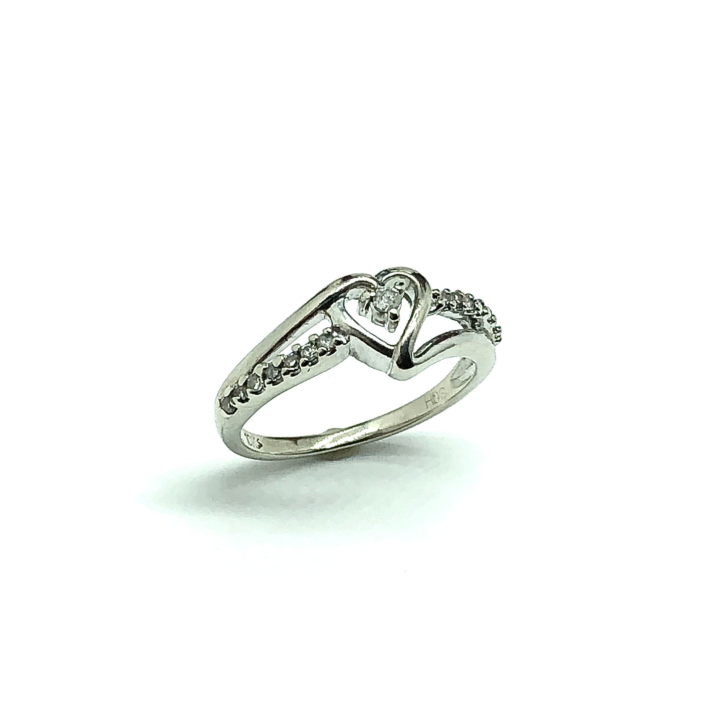 Jewelry used - Delicate 10k White Gold sz 5 Small Diamond Heart Promise Ring