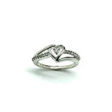 Jewelry used - Womens 10k White Gold sz 5 Small Diamond Heart Ring