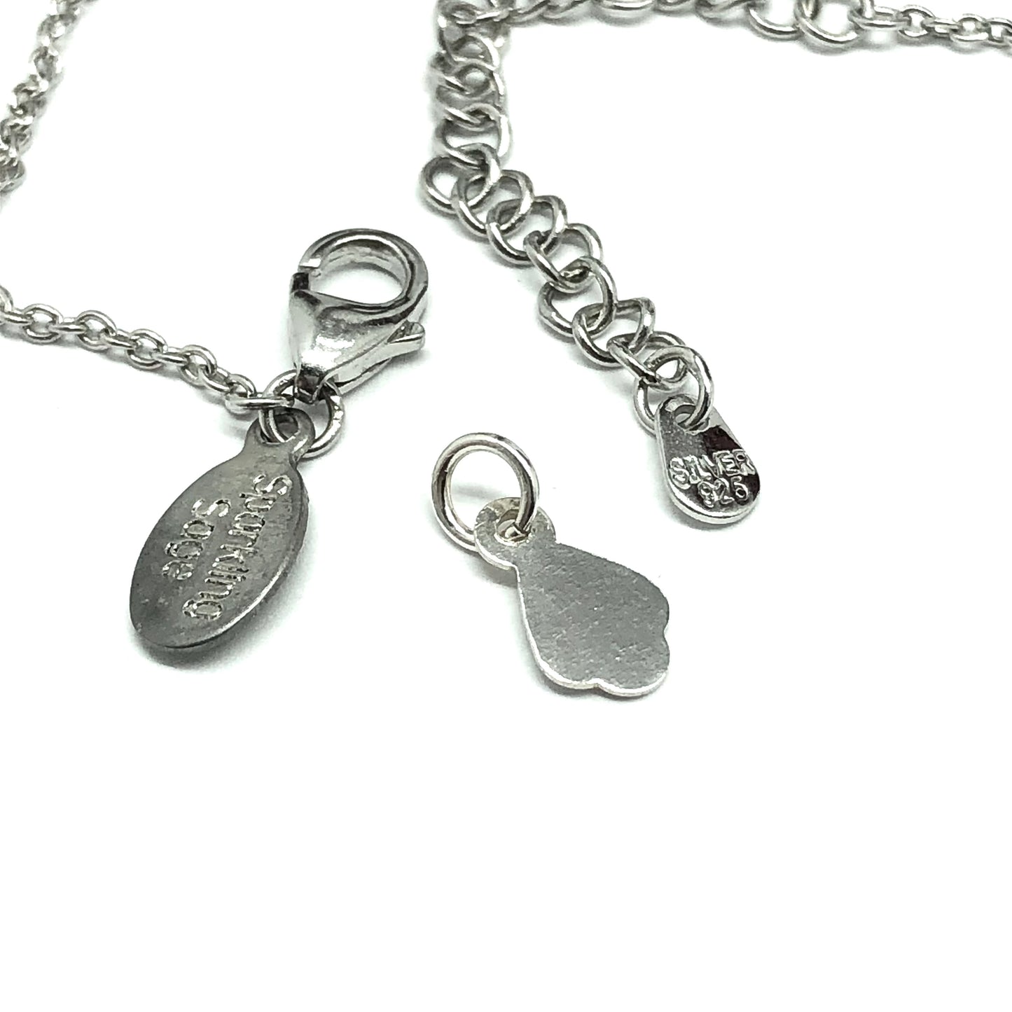 Sterling Silver Scalloped Chain Hang Tag, Hallmark Tag, Stamp Tag, w/ Jumpring - Jewelry Findings