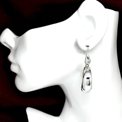 Used Jewelry | Big Sterling Silver 2in Tapered Circle Style Dangle Hoop Earrings