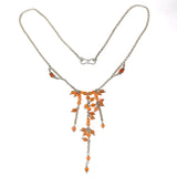 Jewelry > Necklace > Womens Sterling Silver Carnelian Beaded Waterfall Tassel Necklace