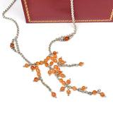Jewelry > Necklace > Womens Sterling Silver Ikura Orange Carnelian Beaded Waterfall Tassel Necklace