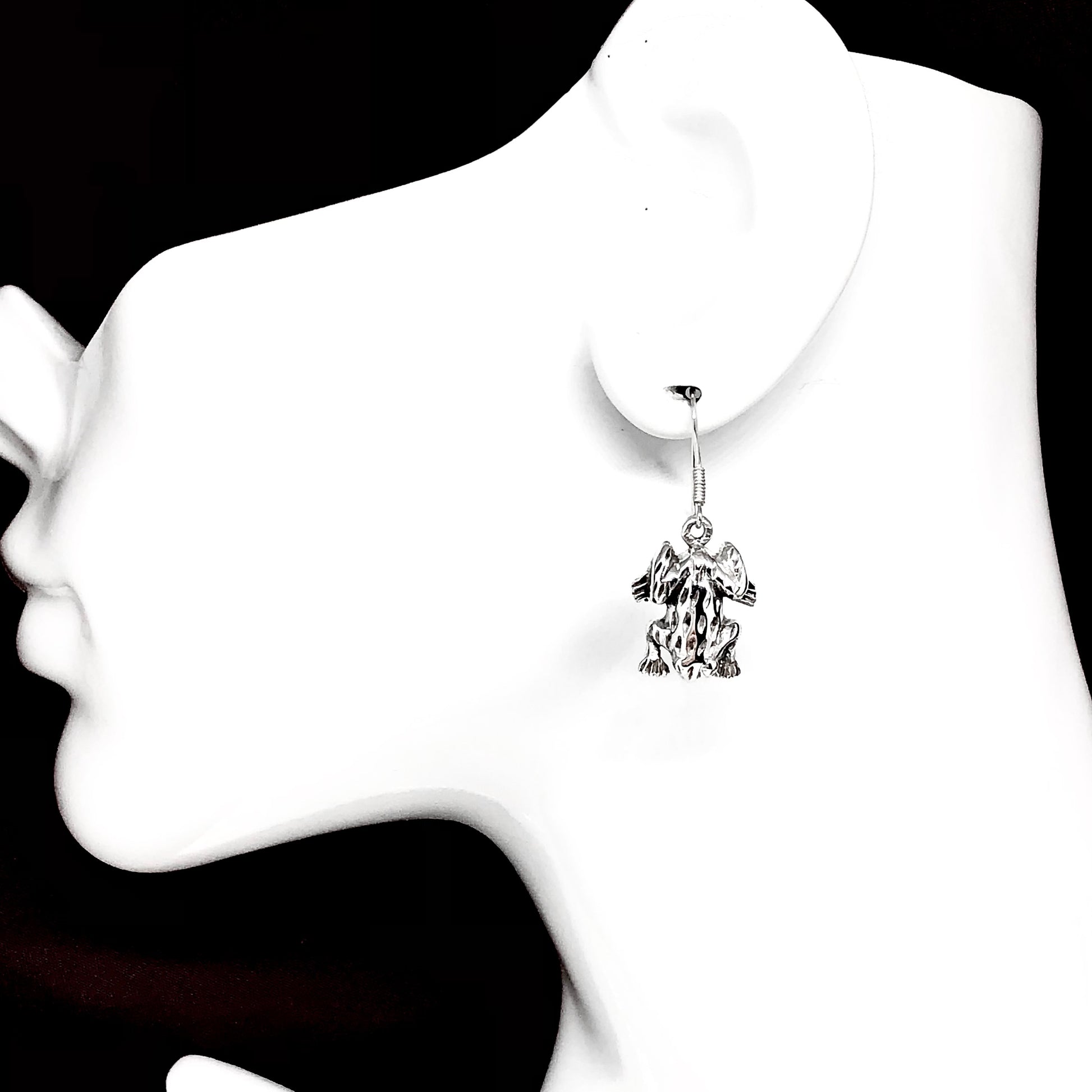Sterling Silver Earrings Frog Design Dangle Earrings