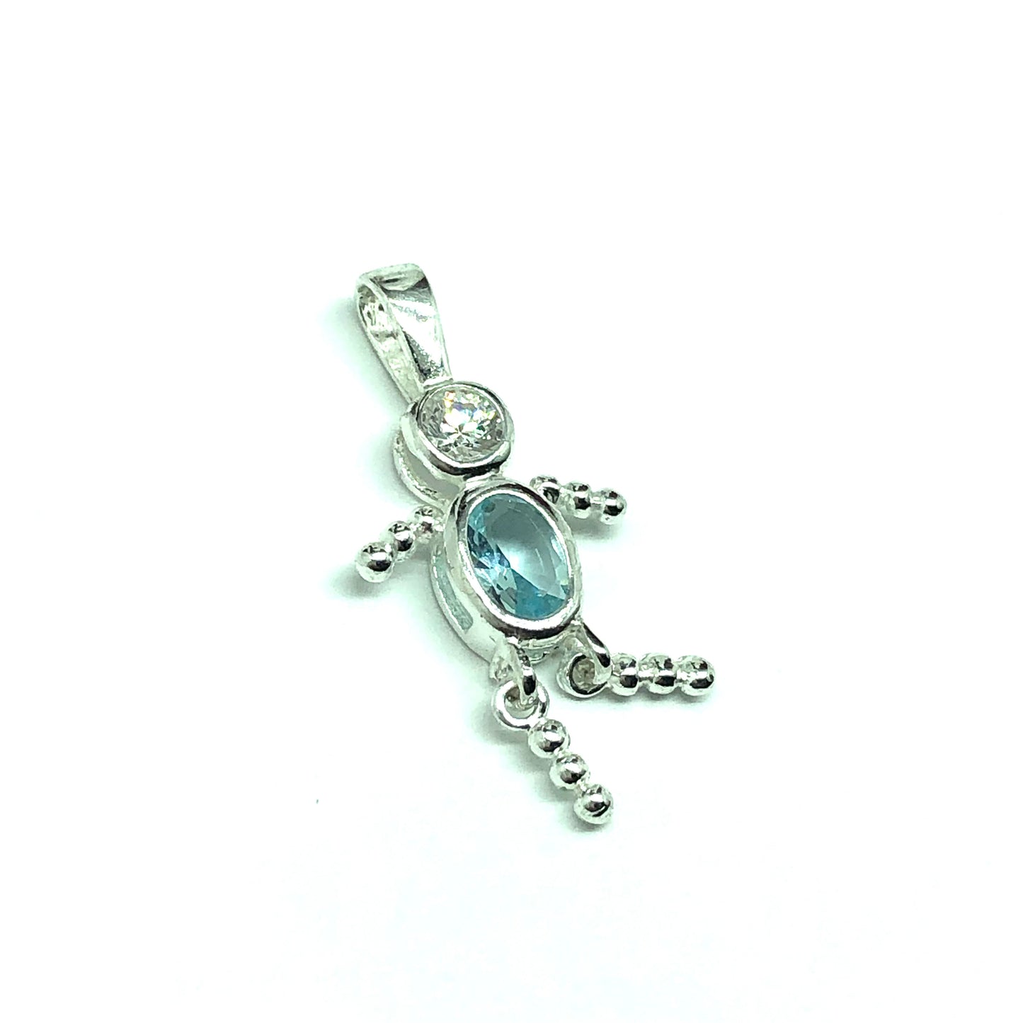 Secondhand Jewelry - 925 Sterling Silver Blue Cz December Birthstone Boy Girl Pendant