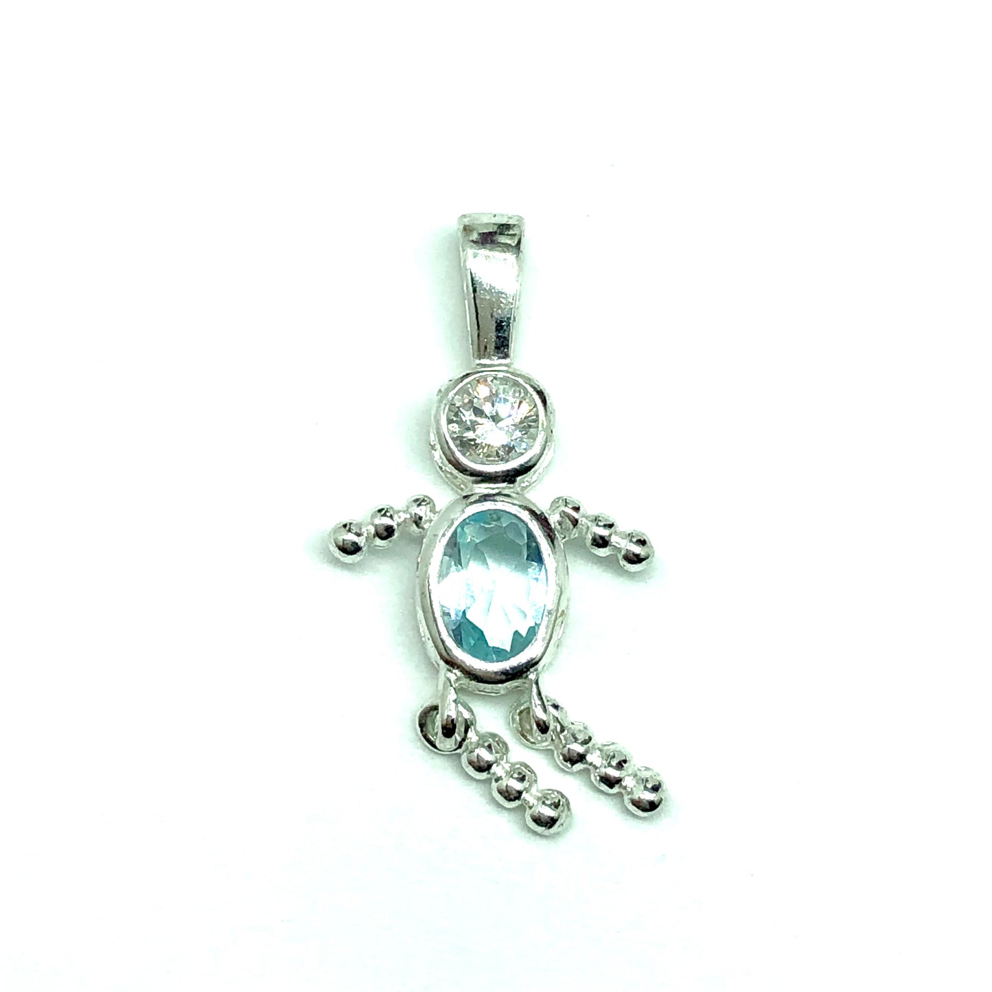 Secondhand  925 Sterling Silver Blue Cz December Birthstone Boy Girl Pendant - Birthstone Jewelry