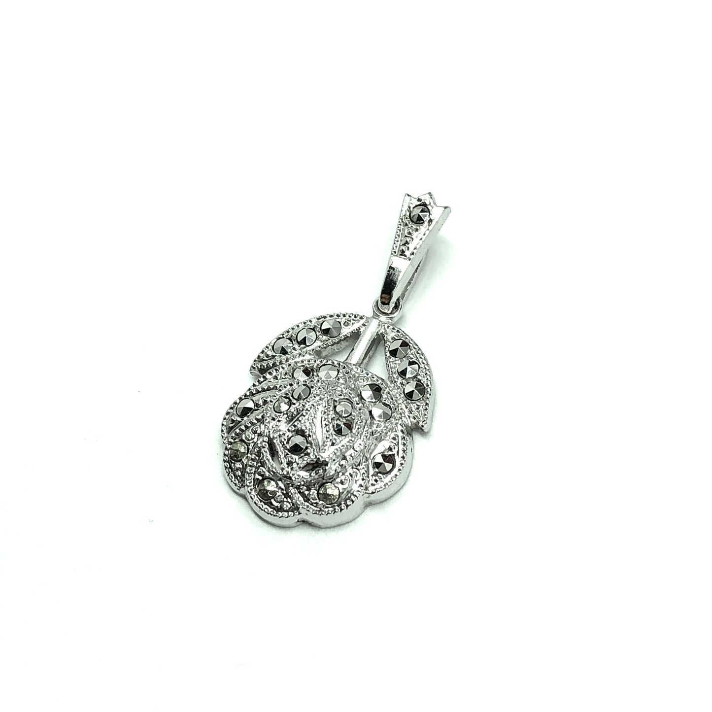 Charms & Pendants | Womens Sterling Silver Shimmery Metallic Gray Marcasite Stone Flower Pendant | Blingschlingers Jewelry