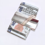 Money Clip | Sterling Silver 14k Gold Sleek Striped Design Money Clip | Mens Jewelry & Accessories