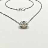 Beautiful Sterling Silver Necklace & Pendant Asscher Cut Cz w/ Halo | Adjustable 16-18" - Blingschlingers Jewelry