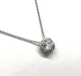 Beautiful Sterling Silver Necklace & Pendant Asscher Cut Cz w/ Halo | Adjustable 16-18" - Blingschlingers Jewelry