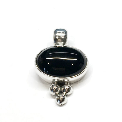 Used Jewelry > Pendants | Men Womens Sterling Silver Black Oval Stone Pendant  - Blingschlingers Jewelry