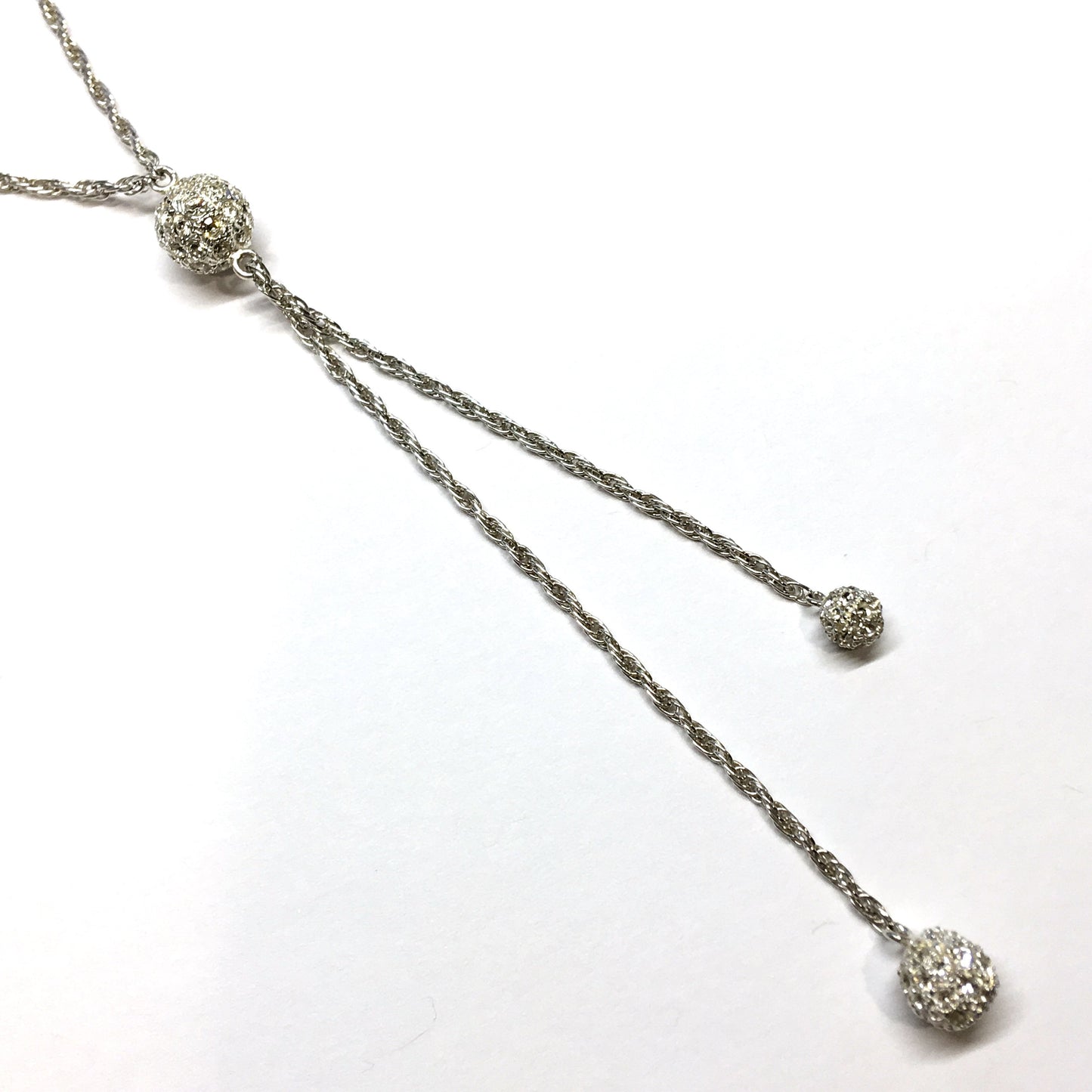 Used Jewelry > Necklaces | Womens 29" Sterling Silver Shimmery Orbs Tassel Y Necklace