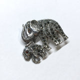 Pre-Owned Jewelry > Brooches & Pins | Sterling Silver Marcasite Stone Mom or Dad & Child Elephant Brooch / Lapel Pin