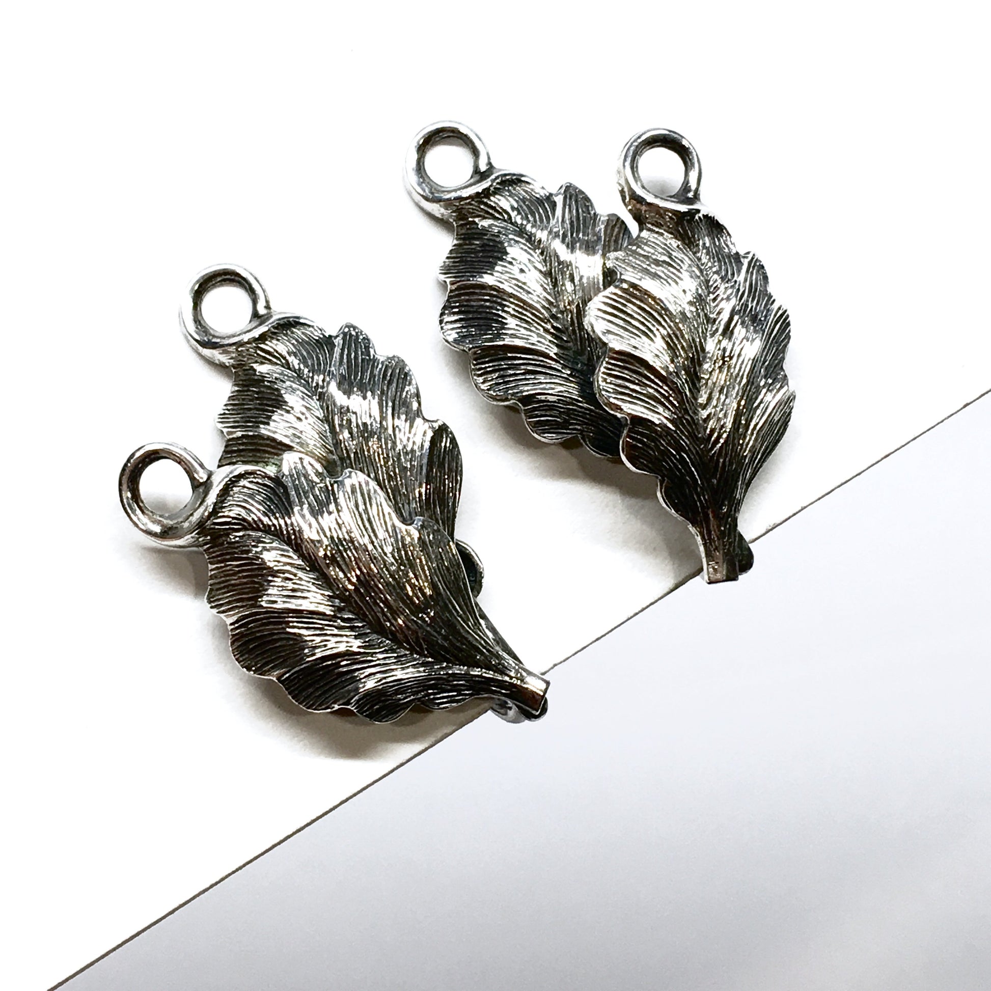 Pre-owned Jewelry > Earrings | Womens Vintage Sterling Silver Fern Leaf ClipOn Ear Vine Style Earrings