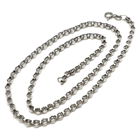 Necklace, Vintage 1950s 3mm Rolo Style Sterling Silver Chain Necklace - Blingschlingers Jewelry